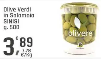 Supermercati Dok Olive Verdi in Salamoia SINISI g. 500 offerta
