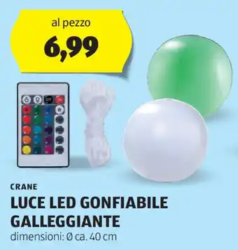 ALDI CRANE LUCE LED GONFIABILE GALLEGGIANTE offerta
