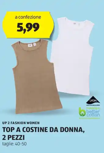 ALDI UP 2 FASHION WOMEN TOP A COSTINE DA DONNA, 2 PEZZI offerta