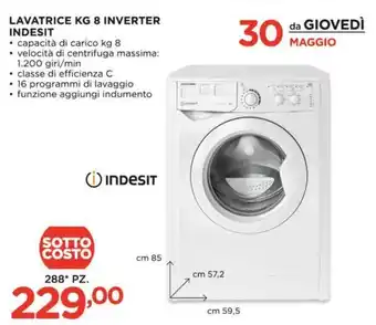 Alì Supermercati LAVATRICE KG 8 INVERTER INDESIT offerta