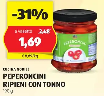 ALDI CUCINA NOBILE PEPERONCINI RIPIENI CON TONNO 190 g offerta
