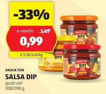 ALDI SNACK FUN SALSA DIP gusti vari 300/290 g offerta