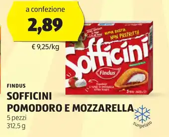 ALDI FINDUS SOFFICINI POMODORO E MOZZARELLA 5 pezzi 312,5 g offerta