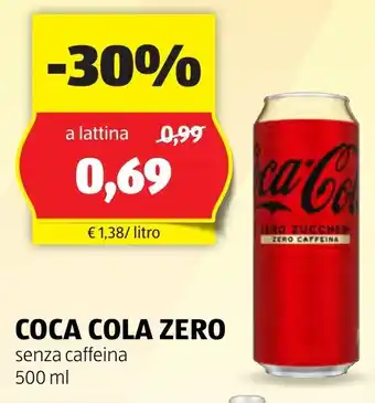 ALDI COCA COLA ZERO senza caffeina 500 ml offerta