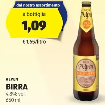 ALDI ALPEN BIRRA 4,8% vol. 660 ml offerta