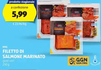 ALDI BBQ FILETTO DI SALMONE MARINATO gusti vari 250 g offerta