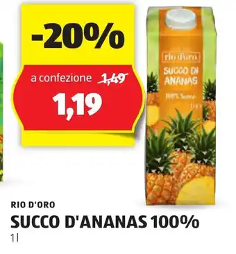 ALDI RIO D'ORO SUCCO D'ANANAS 100% 1 l offerta