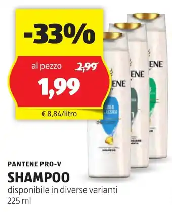 ALDI PANTENE PRO-V SHAMPOO disponibile in diverse varianti 225 ml offerta