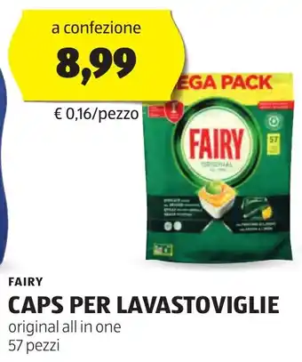 ALDI FAIRY CAPS PER LAVASTOVIGLIE original all in one 57 pezzi offerta