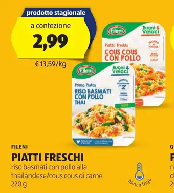 ALDI FILENI PIATTI FRESCHI 220 g offerta