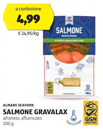 ALDI ALMARE SEAFOOD SALMONE GRAVALAX all'aneto, affumicato 200 g offerta