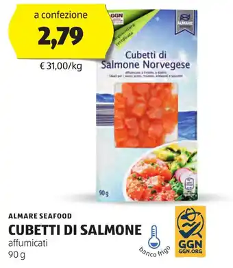 ALDI ALMARE SEAFOOD CUBETTI DI SALMONE affumicati 90 g offerta