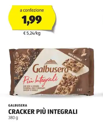 ALDI GALBUSERA CRACKER PIÙ INTEGRALI 380 g offerta