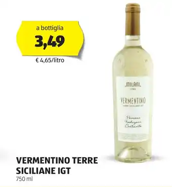 ALDI VERMENTINO TERRE SICILIANE IGT 750 ml offerta