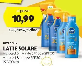 ALDI NIVEA SUN LATTE SOLARE offerta