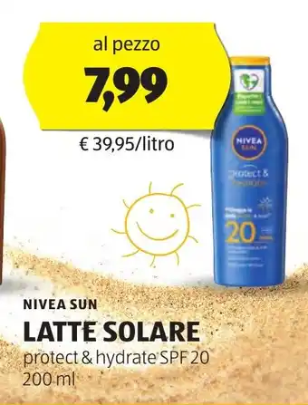 ALDI NIVEA SUN LATTE SOLARE protect & hydrate SPF 20 200 ml offerta