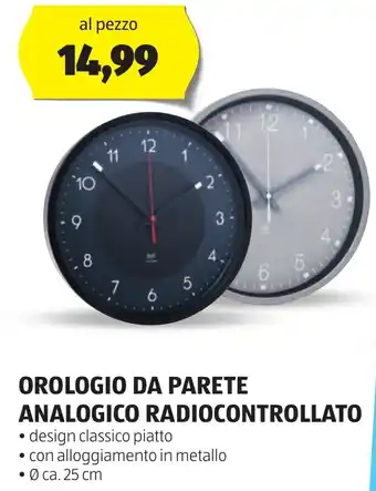 ALDI OROLOGIO DA PARETE ANALOGICO RADIOCONTROLLATO offerta