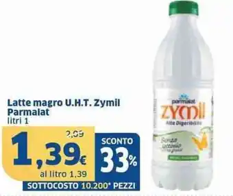 Sigma Latte magro U.H.T. Zymil Parmalat litri 1 offerta