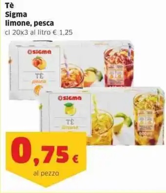 Sigma те Sigma limone, pesca cl 20x3 al litro offerta
