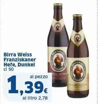 Sigma Birra Weiss Franziskaner Hefe, Dunkel cl 50 offerta