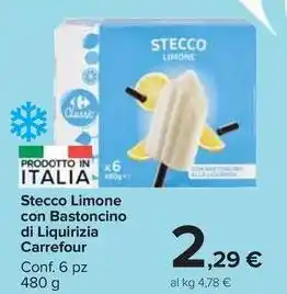 Carrefour Market Stecco Limone con Bastoncino di Liquirizia Carrefour Conf. 6 pz 480 g offerta