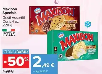 Carrefour Market Maxibon Specials Gusti Assortiti Conf. 4 pz 228 g offerta