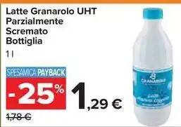 Carrefour Market Latte Granarolo UHT Parzialmente Scremato Bottiglia offerta