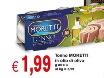 D'Italy Tonno MORETTI in olio di oliva g 80 x 3 offerta