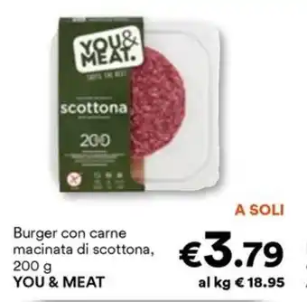 Unes Burger con carne macinata di scottona, 200 g YOU& MEAT offerta