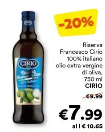 Unes Riserva Francesco Cirio 100% italiano olio extra vergine di oliva, 750 ml CIRIO offerta