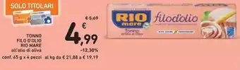 Spazio Conad TONNO FILO D'OLIO RIO MARE offerta