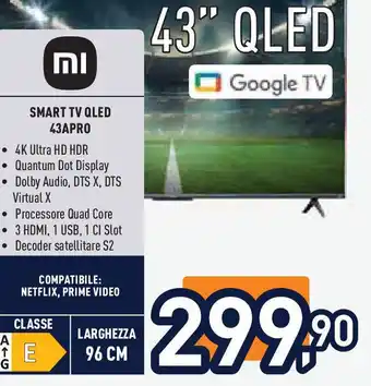 Unieuro SMART TV QLED 43APRO offerta