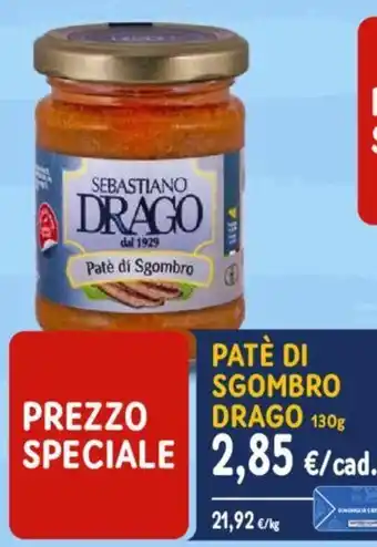 Sapore di Mare PATÈ DI SGOMBRO DRAGO 130g offerta