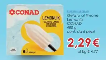 Conad Gelato al limone Lemonlik CONAD 480 g conf. da 6 pezzi offerta