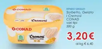 Conad Sorbetto, Gelato I Cremosi CONAD vari tipi 500 g offerta