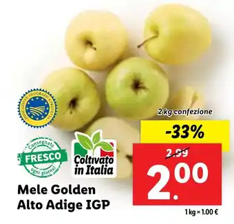 Lidl Mele Golden Alto Adige IGP 2kg confezione offerta