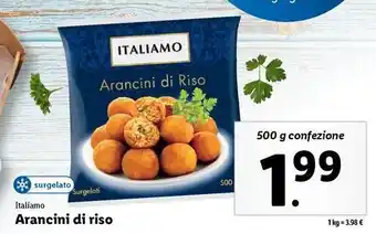 Lidl Italiamo Arancini di riso 500 g confezione offerta
