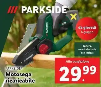 Lidl PARKSIDE Motosega ricaricabile offerta