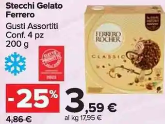 Carrefour Market Stecchi Gelato Ferrero Gusti Assortiti Conf. 4 pz 200 g offerta