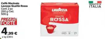 Carrefour Market Caffè Macinato Lavazza Qualità Rossa Conf. 2 pz 250 g Cad. offerta