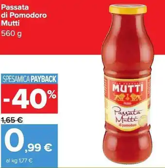 Carrefour Market Passata di Pomodoro Mutti 560 g offerta