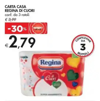 Bennet CARTA CASA REGINA DI CUORI conf. da 3 rotoli offerta