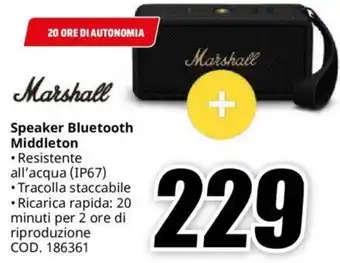 MediaWorld Marshall Speaker Bluetooth Middleton offerta