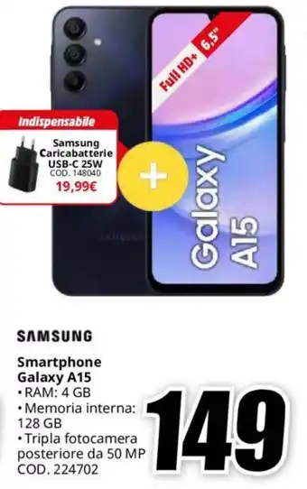 MediaWorld SAMSUNG Smartphone Galaxy A15 offerta