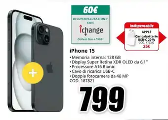 MediaWorld iPhone 15 offerta