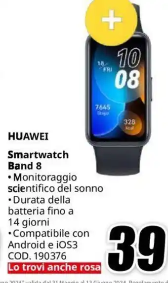 MediaWorld HUAWEI Smartwatch Band 8 offerta