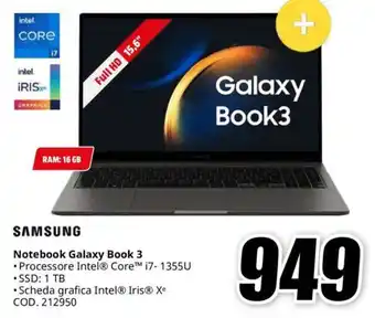 MediaWorld SAMSUNG Notebook Galaxy Book 3 offerta