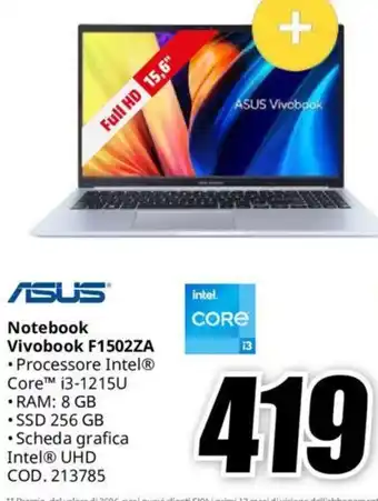 MediaWorld ASUS Notebook Vivobook F1502ZA offerta