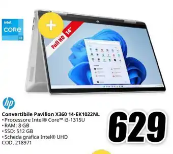 MediaWorld hp Convertibile Pavilion X360 14-EK1022NL offerta