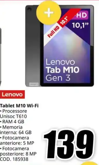 MediaWorld Lenovo Tablet M10 Wi-Fi offerta